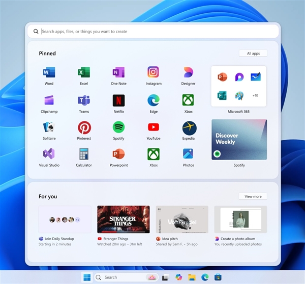 微软展示Windows 11五种开始菜单概念图：可能永远不会发布